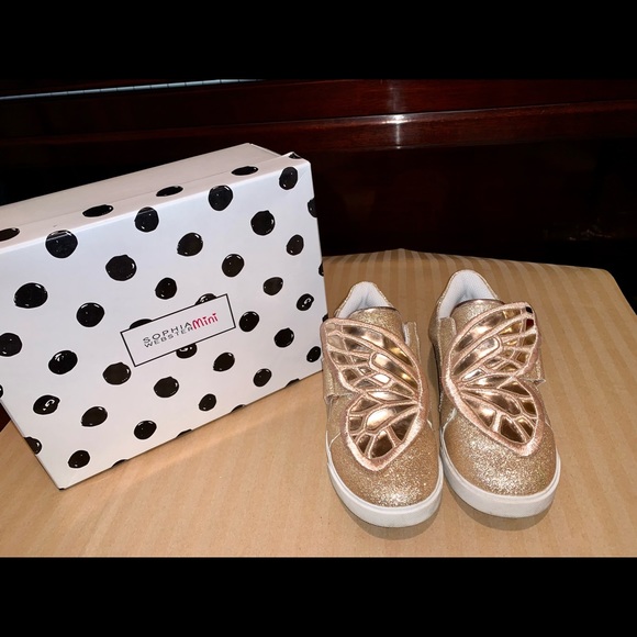 Sophia Webster Mini BiBi Low Top Sneakers/Trainers in Gold Glitter Sz 33 - Picture 2 of 10